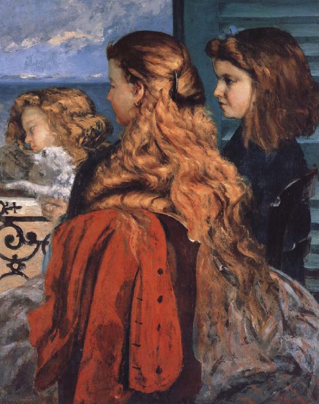 Gustave Courbet Three english girls at a window